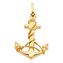 Load image into Gallery viewer, 14K Yellow Gold 18mm Anchor Pendant