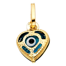 Load image into Gallery viewer, 14K Yellow Gold 10mm Evil Eye Heart Pendant