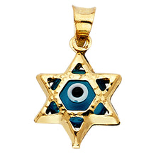 Load image into Gallery viewer, 14K Yellow Gold 11mm Evil Eye Star Pendant