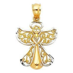 14K Gold Two Tone 14mm Angel Pendant