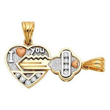 Load image into Gallery viewer, 14k Tri Color Gold 41mm CZ Heart And Key Assorted Pendant Set