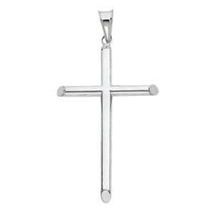 14K White Gold 25mm Classic Cross Religious Pendant