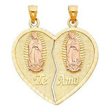 14k Two Tone Gold 26mm Teamo Heart 2 Piece Assorted Pendant