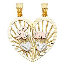 Load image into Gallery viewer, 14k Tri Color Gold 22mm Teamo Heart 2 Piece Assorted Pendant