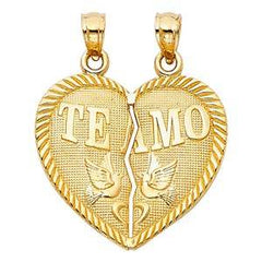 14k Yellow Gold 23mm Teamo Heart 2 Piece Assorted Pendant