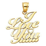 14k Yellow Gold 20mm I Love You Heart Assorted Pendant