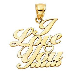14k Yellow Gold 20mm I Love You Heart Assorted Pendant
