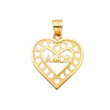 14k Yellow Gold Amor Heart Pendant