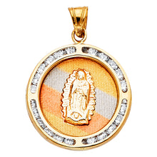 Load image into Gallery viewer, 14K Yellow Gold 18mm Guadlupe CZ Religious Pendant