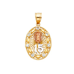14K Tri Color Sweet 15 Years Heart Pendant