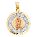 14K Tri Color 18mm 15 Years Years Pendant
