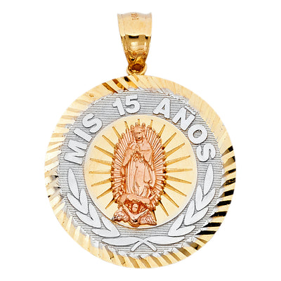 14K Tri Color 26mm 15 Years Years Pendant