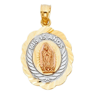 14K Tri Color 16mm 15 Years Years Pendant - silverdepot