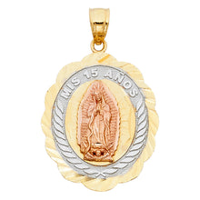 Load image into Gallery viewer, 14K Tri Color 22mm 15 Years Years Pendant