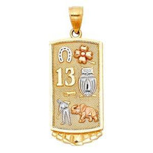 Load image into Gallery viewer, 14k Tri Color Gold 18mm lucky Assorted Pendant