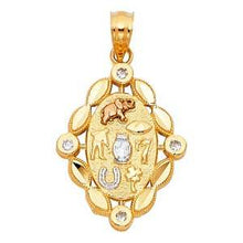 Load image into Gallery viewer, 14k Tri Color Gold 15mm lucky Assorted Pendant