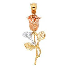 Load image into Gallery viewer, 14k Tri Color Gold 16mm Rose Assorted Pendant