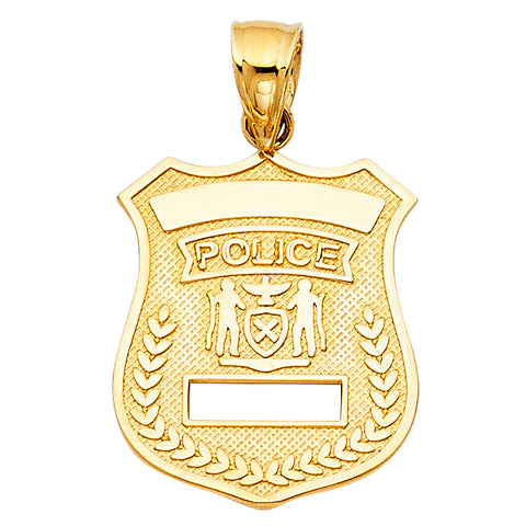 14K Yellow Gold 17mm Police Pendant