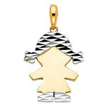 Load image into Gallery viewer, 14k Two Tone Gold 12mm Girl Pendant