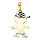 14k Two Tone Gold 12mm Boy Pendant