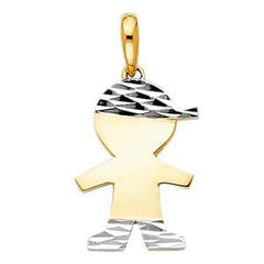 14k Two Tone Gold 12mm Boy Pendant