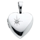 14K White HEART LOCKET Pendant 1.2grams