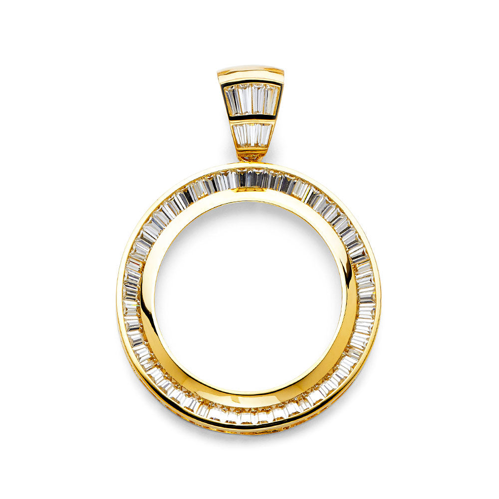 14K Yellow BAGUETTE CZ Frame 21.2grams