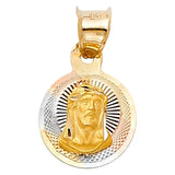 14K Tri Color 10mm DC Religious Jesus Stamp Pendant
