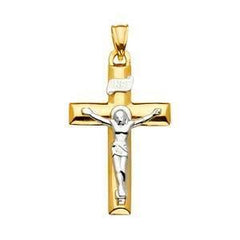 14K Gold Two Tone 20mm Religious Crucifix Pendant