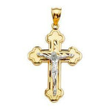 14K Gold Two Tone 27mm Crucifix Cross Pendant