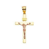 14K Gold Two Tone 21mm Crucifix Cross Pendant