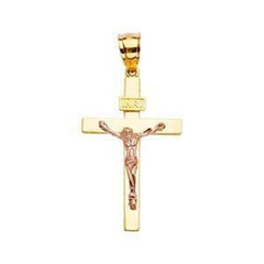 14K Gold Two Tone 21mm Crucifix Cross Pendant