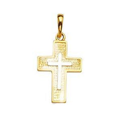 14K Two Tone 15mm Cross Pendant