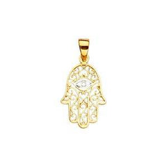 14K Two Tone 11mm Hamsa Pendant