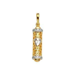 14K Two Tone 5mm Mezuzan Pendant