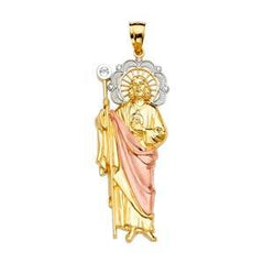 14k Tri Color Gold 24mm San Judas Pendant
