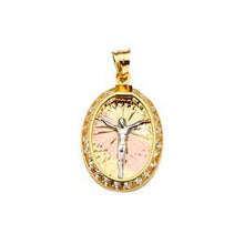 Load image into Gallery viewer, 14k Tri Color Gold 15mm Jesus Medal Pendant