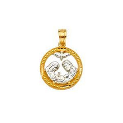 14k Two Tone Gold 15mm Baptism Medal Pendant