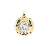 14K Two Tone 19mm Religious Guadalupe Medal Pendant