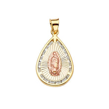 Load image into Gallery viewer, 14K Tri Color 15mm CZ Religious Guadalupe Medal Pendant - silverdepot