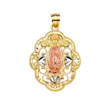 Load image into Gallery viewer, 14KTri Color 26mm Religious Guadalupe Pendant