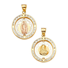 14K Tri Color 18mm Spinning Medal Pendant