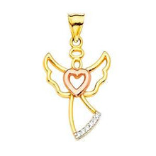 Load image into Gallery viewer, 14K Two Tone 13mm CZ Angel Pendant