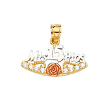 14K Tri Color 20mm CZ 15 Years Pendant