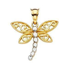 Load image into Gallery viewer, 14K Gold 18mm Dragon Fly Pendant - silverdepot