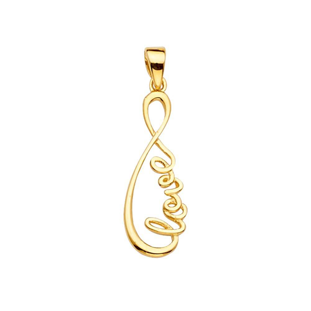 14K Yellow Gold 9mm Love Infinity Pendant