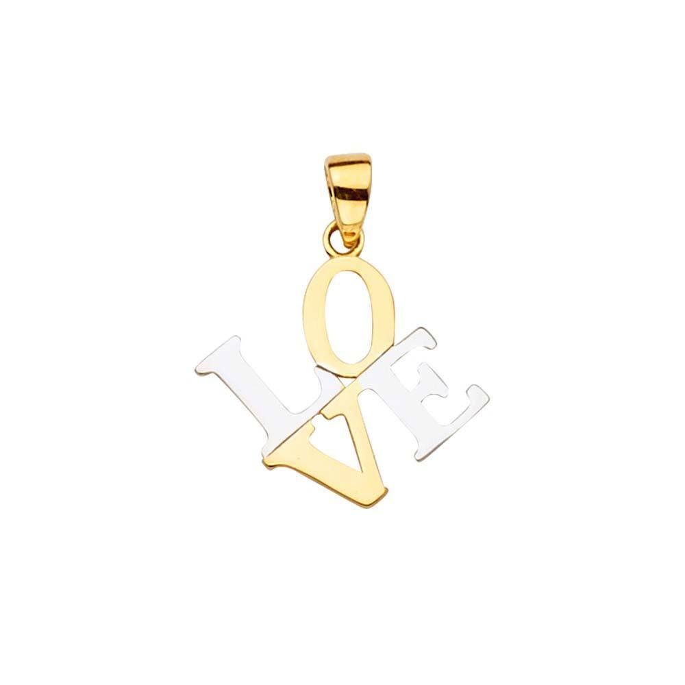 14K Gold 15mm Two Tone Love Pendant - silverdepot