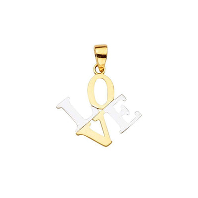 14K Gold 15mm Two Tone Love Pendant - silverdepot