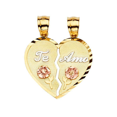 14K Gold 25mm Tri Color Te-Amo Pendant - silverdepot