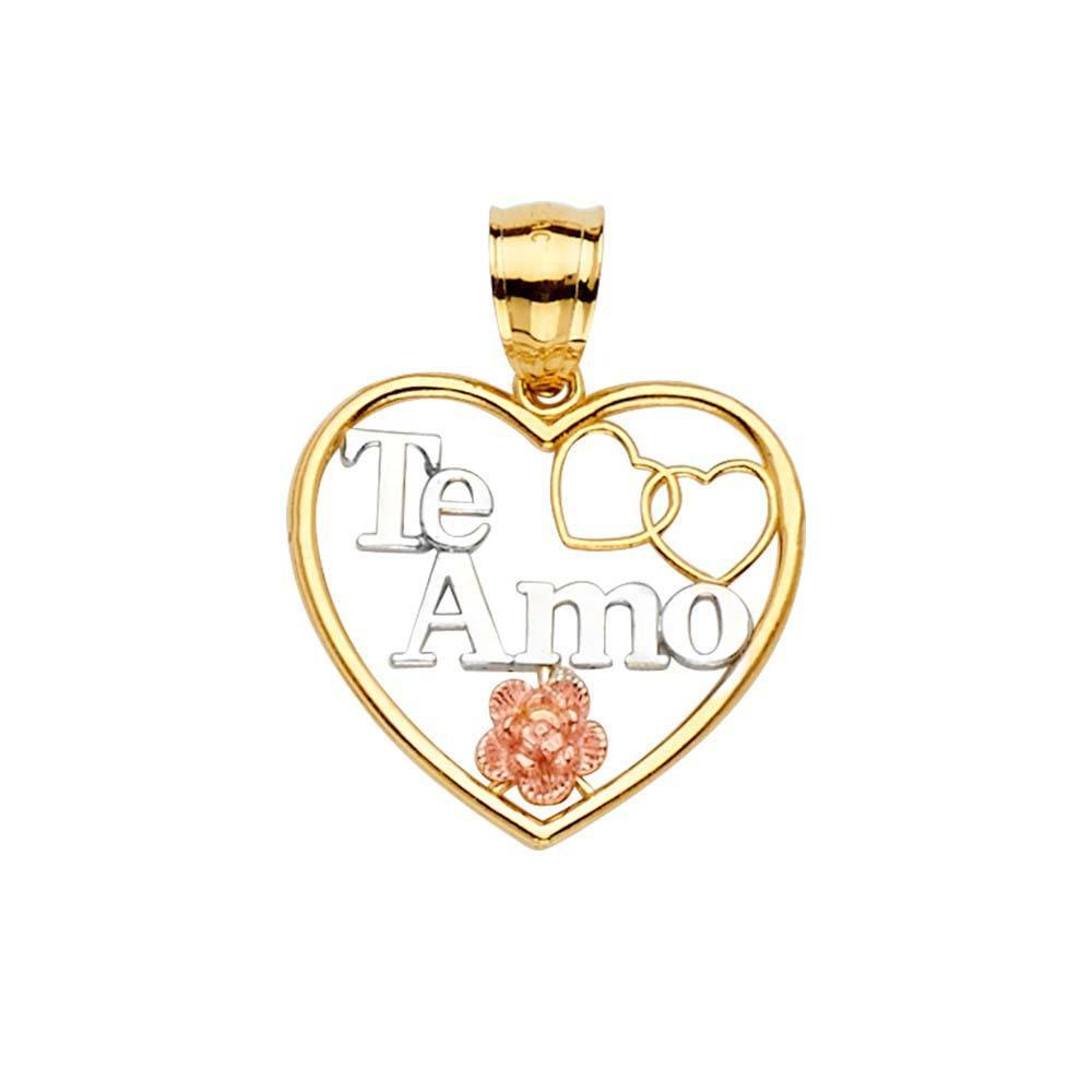 14K Gold 20mm Tri Color Te-Amo Pendant - silverdepot